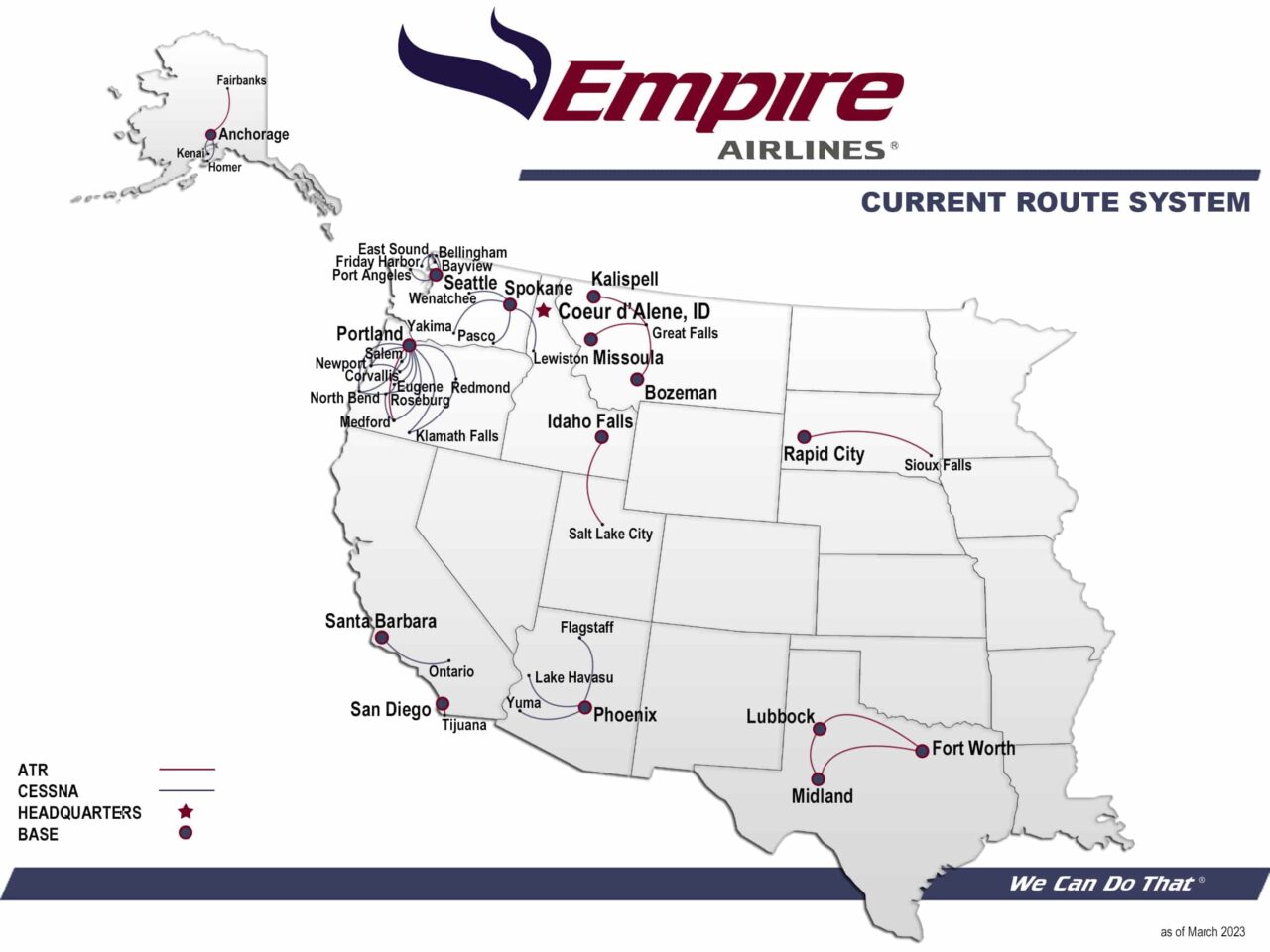 Routes & Hubs Empire Airlines